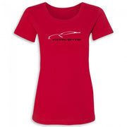 2014-2019 C7 Corvette Ladies Gesture Tee : Red,T-shirts