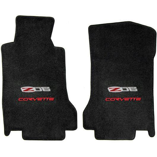 Lloyds Ultimat Floor Mats - Ebony with Z06 505HP Emblem with Red Corvette Script (07.5 - 13 C6 Z06),Interior