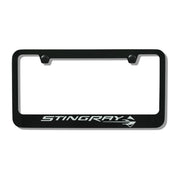 C7 Corvette Stingray Black License Plate Frame With Stingray Script and Fish Logo,License Plate Frames