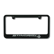 C7 Corvette Stingray Black License Plate Frame With Stingray Script and Fish Logo,License Plate Frames