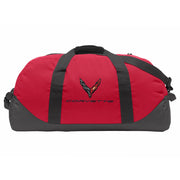Next Generation C8 Corvette Eddie Bauer Duffle with Cross Flags Logo - Red,Bags & Luggage