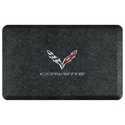 C7 Stingray-Corvette Premium Garage Floor Mat with Crossed Flags Logo & Corvette Script - 32" x 20"- Mosaic Onyx,Accessories