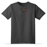 Next Generation C8 Corvette Carbon Badge T-shirt : Charcoal,Apparel