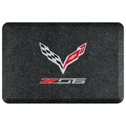 C7 Z06: Corvette Premium Garage Floor Mat with Crossed Flags Logo - 32" x 20"-Mosaic Onyx,Accessories