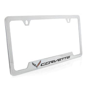 2014-2019 C7 Corvette Stingray Open Corner License Plate Frame - Chrome,License Plate Frames
