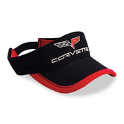 2005-2013 C6 : Corvette - Black & Red Pique Mesh - Embroidered C6 Logo Visor,Hats