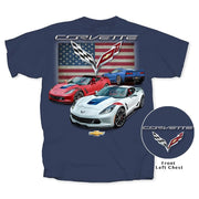 C7 Corvette  Blue USA American Flag Tee Shirt,T-shirts