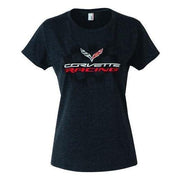 C7 Corvette - Ladies Corvette Racing T-Shirt : Heather Black,Apparel