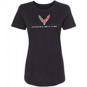 Next Generation C8 Corvette Ladies SignatureTee : Black,T-shirts