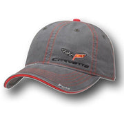 C6 Corvette Gray Washed Twill Cap With Logo,Hats