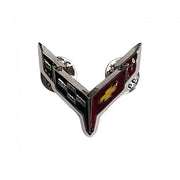 Next Generation C8 Corvette Flags Lapel Pin : Chrome,Hats