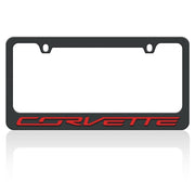 C7 Corvette Red Script on Black License Plate Frame,Exterior
