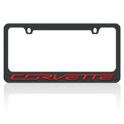 C7 Corvette Red Script on Black License Plate Frame,Exterior