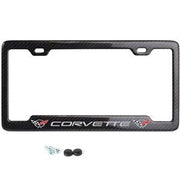 C5: Corvette script with w/Double Logo License Plate Frame - Carbon Fiber,Exterior