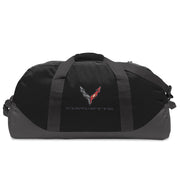 Next Generation C8 Corvette Eddie Bauer Duffle with Cross Flags Logo - Black,Bags & Luggage