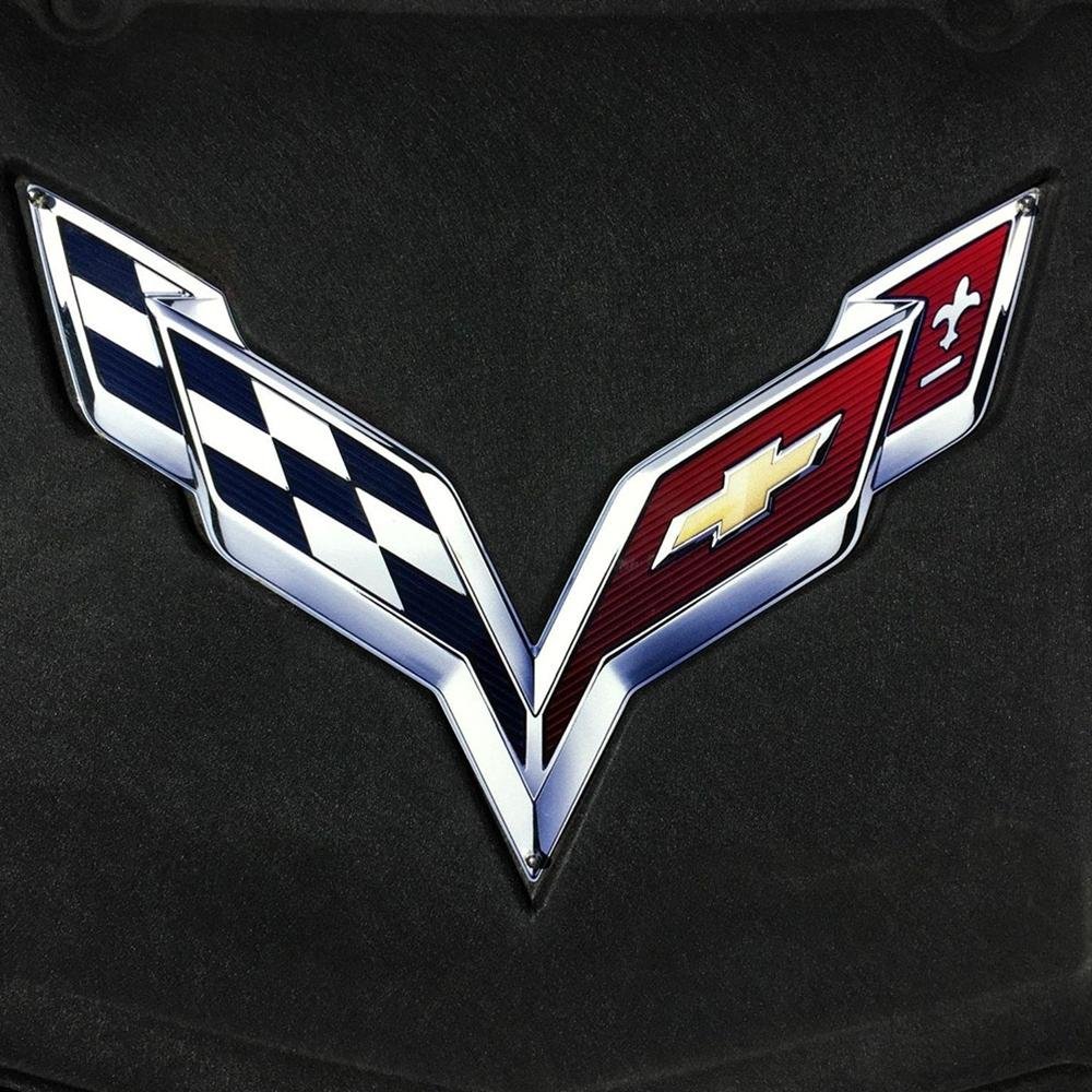 Gloss Black Corvette C7 Front & Rear Emblem Set - 2014-2017 Cross Flag Badges