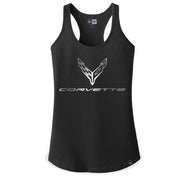 Next Generation C8 Corvette Foil Racerback Tank - Ladies : Black,T-shirts