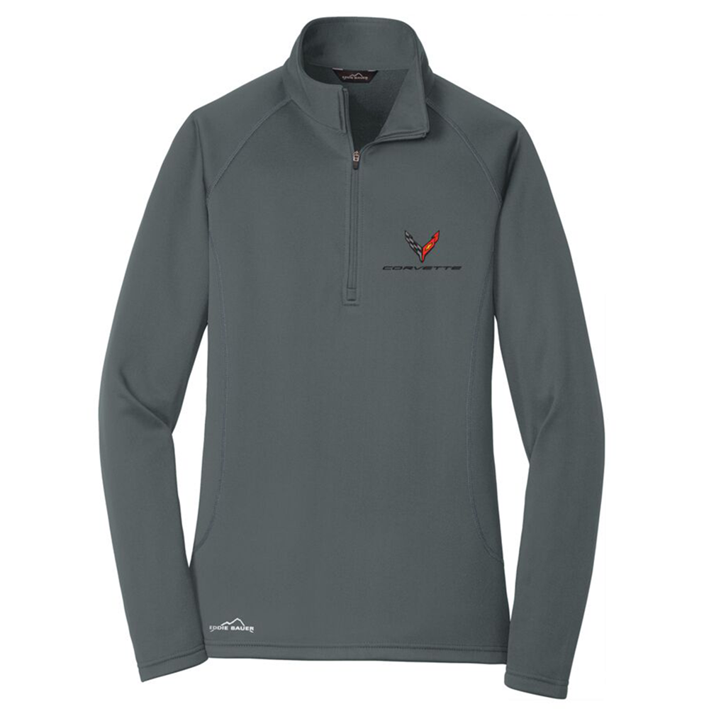 Next Generation C8 Corvette Eddie Bauer Half Zip Fleece Jacket - Ladies : Charcoal,Jackets