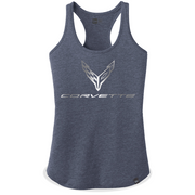 Next Generation C8 Corvette Foil Racerback Tank - Ladies : True Navy,T-shirts