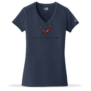 Next Generation C8 Corvette V-Neck T-shirt - Ladies : Navy,T-shirts