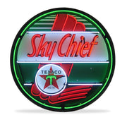 Texaco Sky Chief Neon Sign in a Metal Can : 36in,0